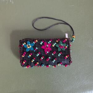 Handmade floral wooken beaded wristlet